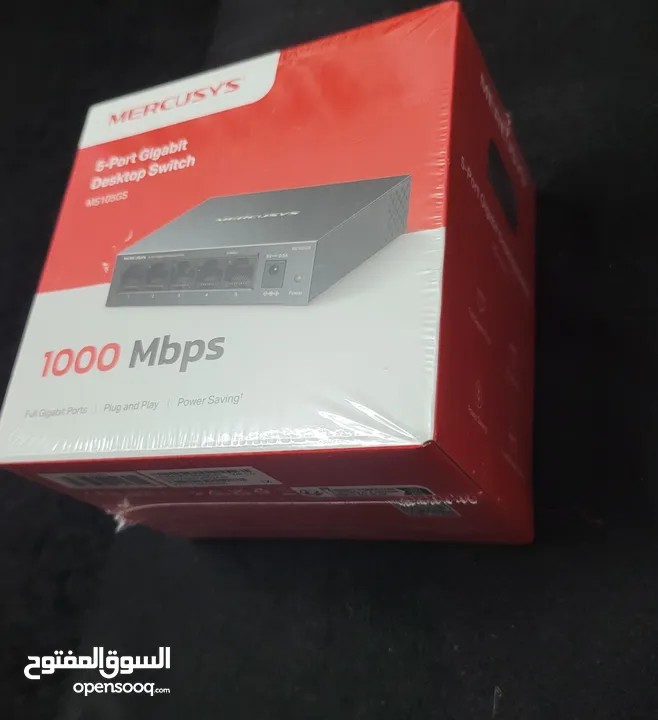 موزع شبكة نوعية ممتازة افضل نوع 5 مداخل سرعة 1000Mbps يدعم راوترات الفايبر و 5g بسعر  9 دينار