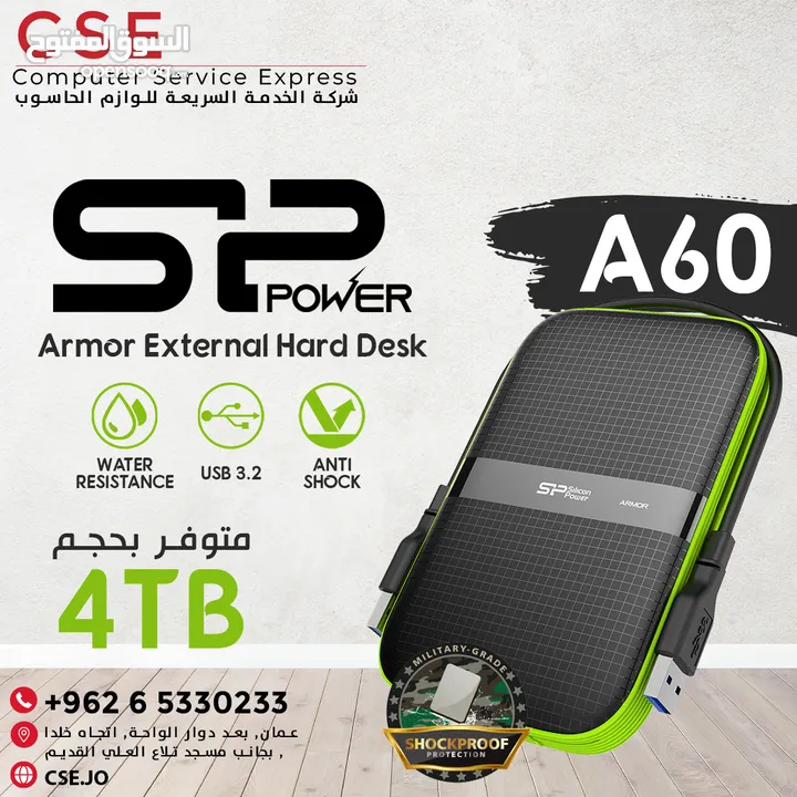 Silicon Power 4TB Armor A60 External Hard Desk هارد ديسك خارجي 4 تيرا