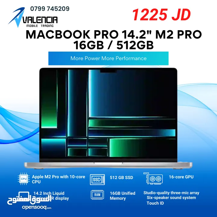 MacBook Pro 14.2" M2Pro 16GB/512GB ماك بوك برو