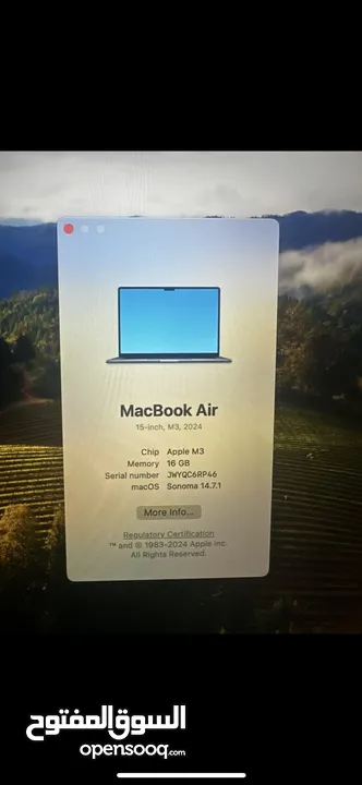 2024 Apple MacBook Air M3 15.4 inch/Battery 100%  بسعر مغري جدا