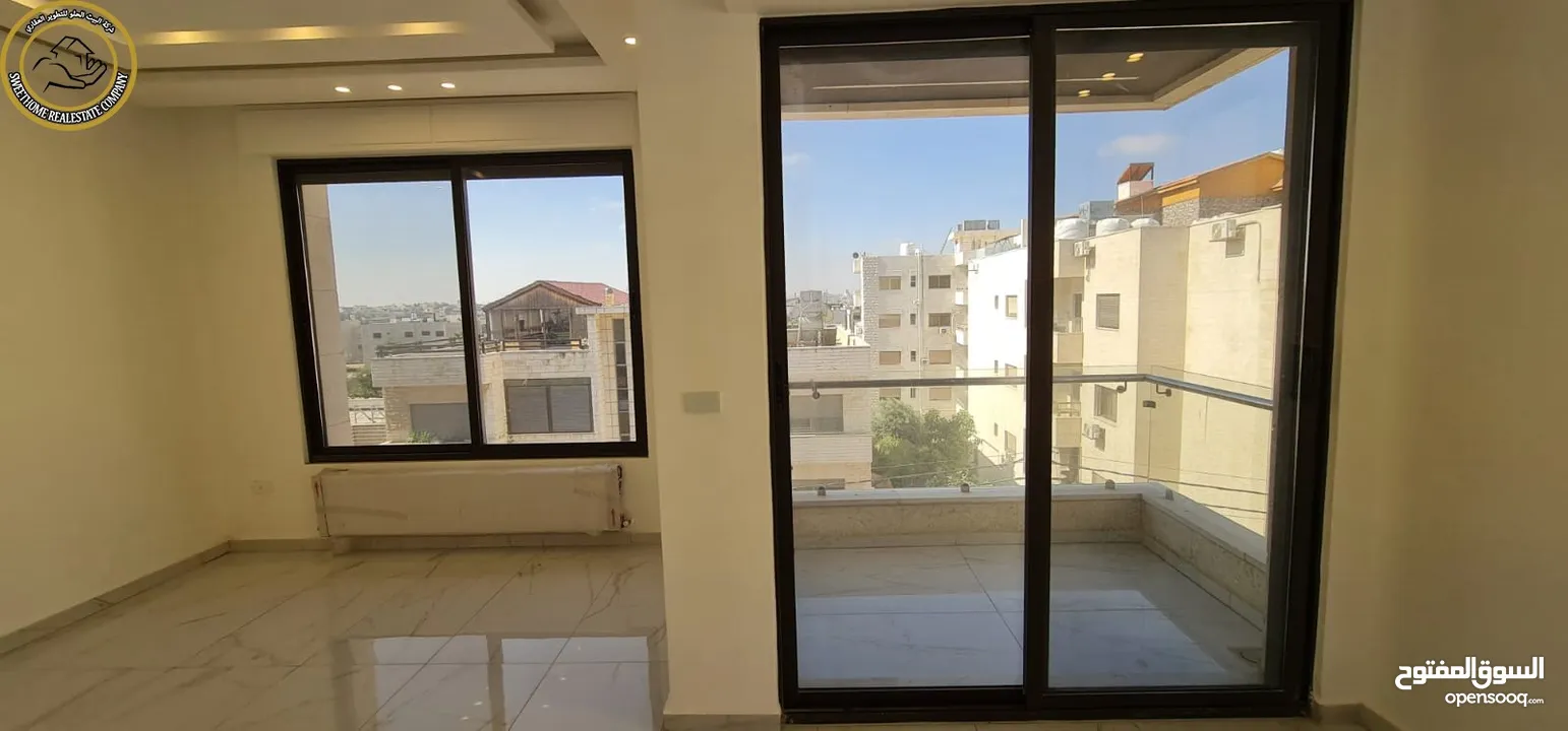شقة فاخرة للبيع بأجمل أحياء الصويفية طابق ثالث مع روف دوبلكس 153م تشطيب سوبر ديلوكس لم تسكن