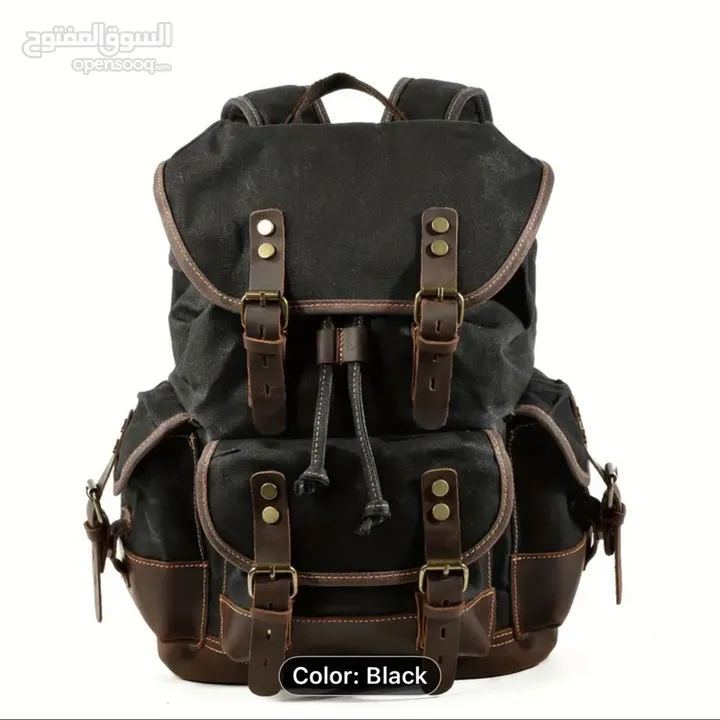 Vintage-Inspired Brown Leather Backpack with Zipper Closure - Durable Canvas,