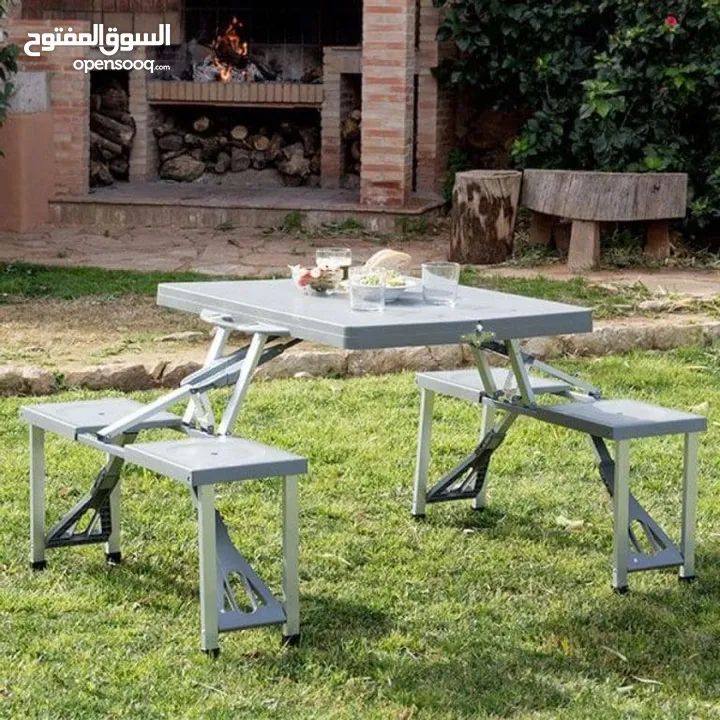 طاولة الرحلات الالمنيوم العجيبة قابلة للطي مع 4 كراسي وبأقل وشامل التوصيل