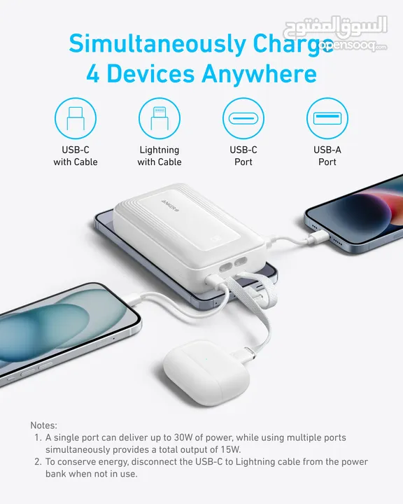Anker Power Bank (10K,30W, Built-In USBC+Lightning Cable) -NEW -MEAGByte