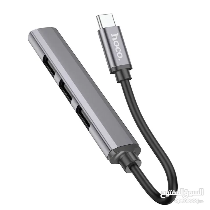 Hoco HB26 4 IN 1 Type-c To USB  تحويلة من تايب سي لا 4 مداخل 4 مداخل usb بتزبط للماك بوك و الايباد.