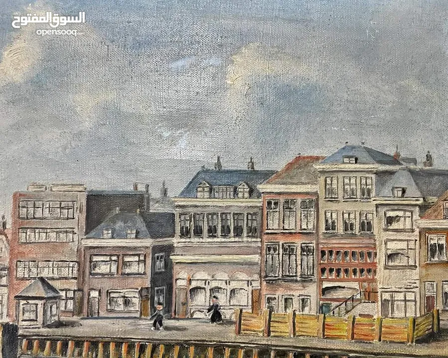 لوحة زيتية قديمة مرسومة على القماش لفنان هولندي مرسومة سنة 1935