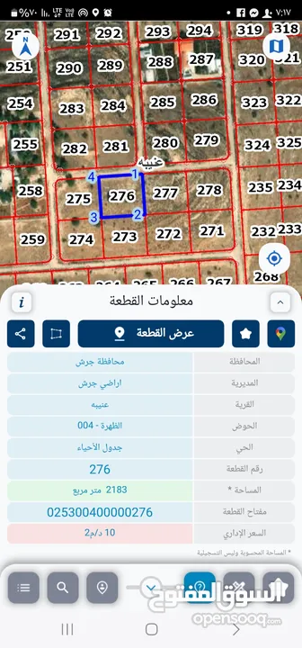 ارض للبيع 2 دنم جرش عنيبه سكان المهندسين