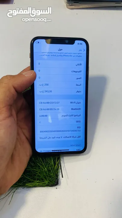 Xs الذاكرة : 256 البطارية : 75‎%‎ فيس اي دي مش شغال فقط والباقي ربي يبارك