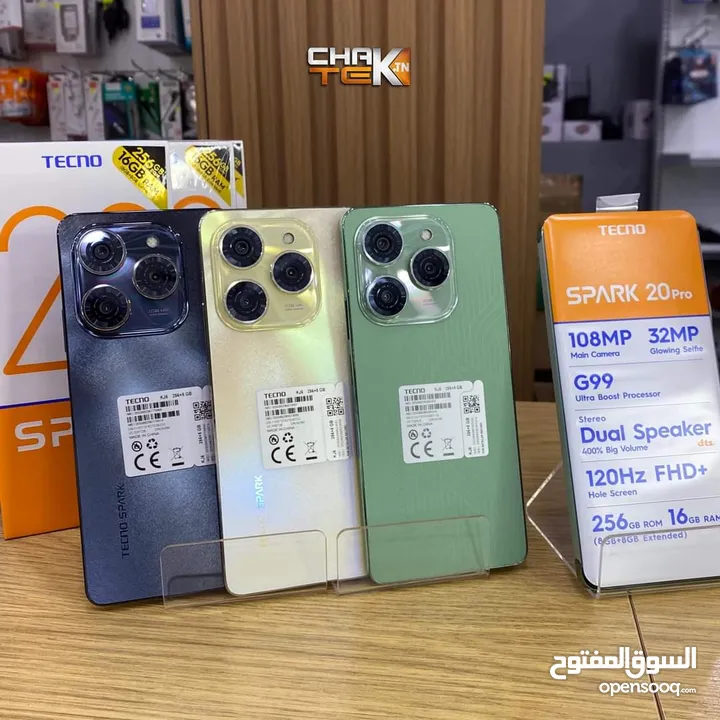 جهاز جديد بالكرتونة Spark 20 pro رام 16 جيجا 256 مكفول سنة متوفر توصيل