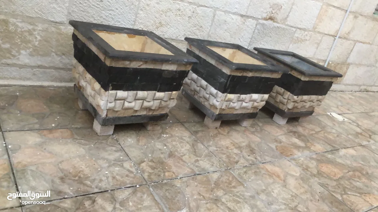 أحواض زراعه رخام طبيعي طبقتين ديكوري جميل جدا للأاشجار وعصري قوي ومتين وشلالات