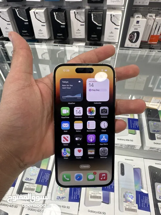 iPhone 14 Pro 128 GB used  ايفون 14 برو 128 جيجا مستعمل بحاله الوكاله  بطاريه 88‎%‎ لون ذهبي