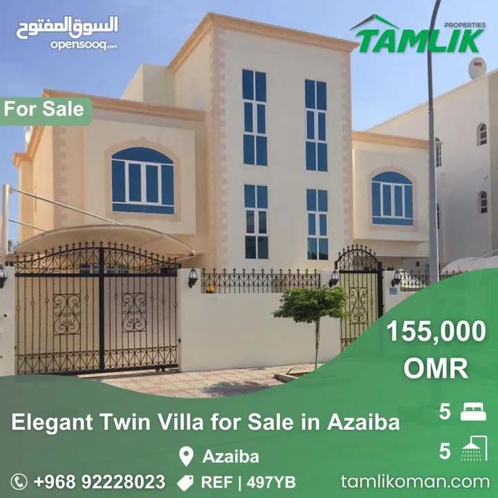 Elegant Twin Villa for Sale in Azaiba  REF 497YB