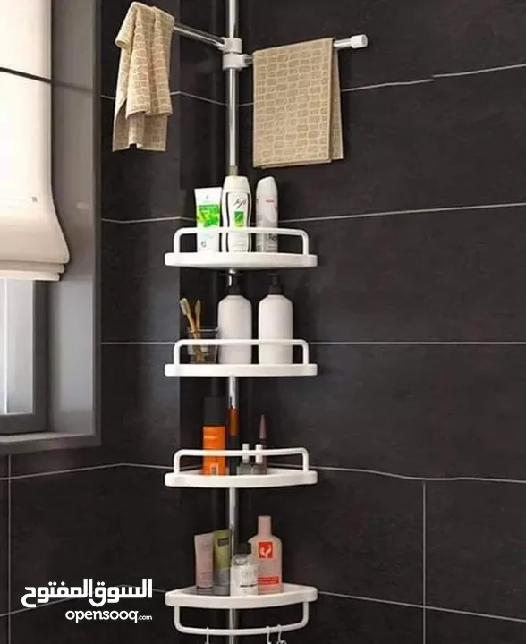 ستاند زاوية لتنظيم أدوات النظافة للحمام او المطبخ رفوف كورنر قابله لتعديل الطول