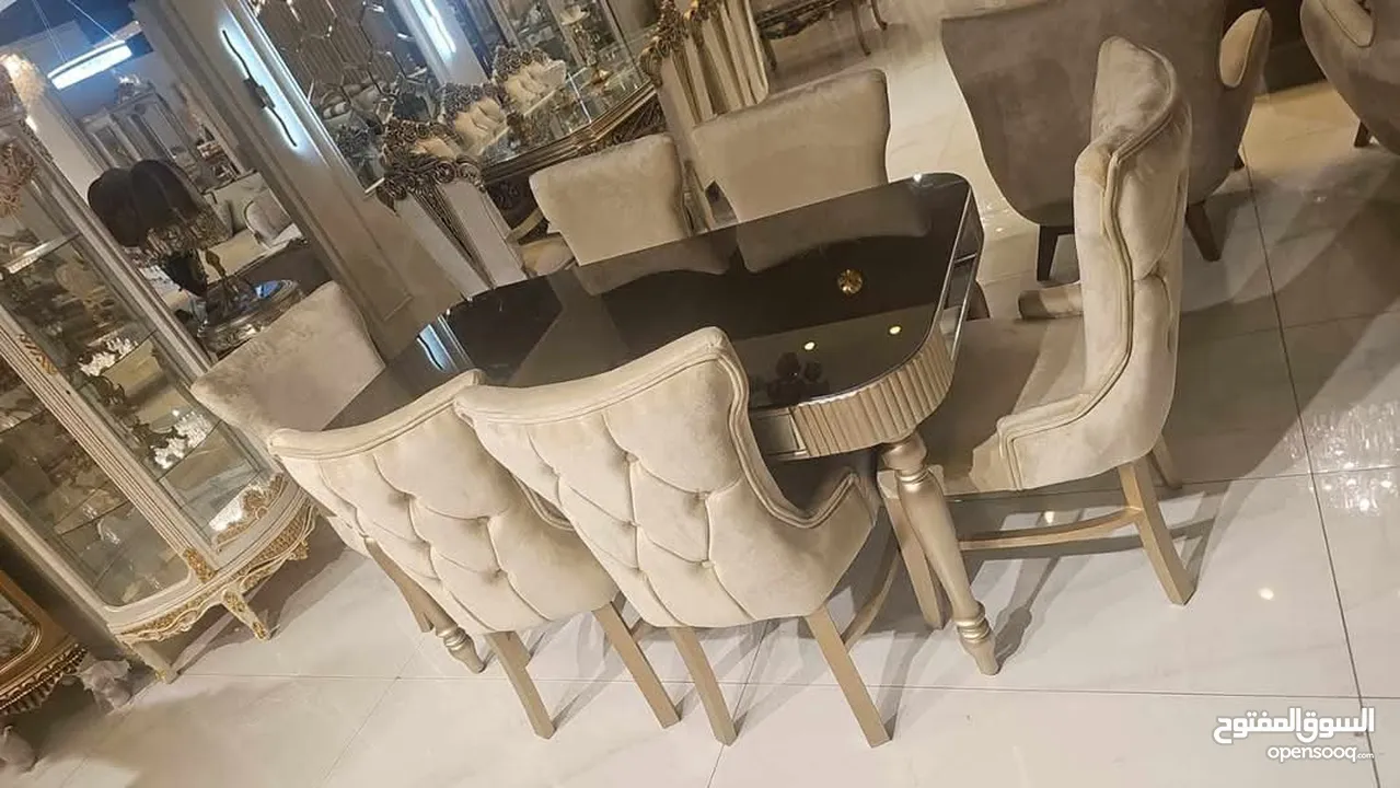 غرفه سفره فخمه مصريه حفر يدوي  ملبس ورق الذهب  استيراد مصر