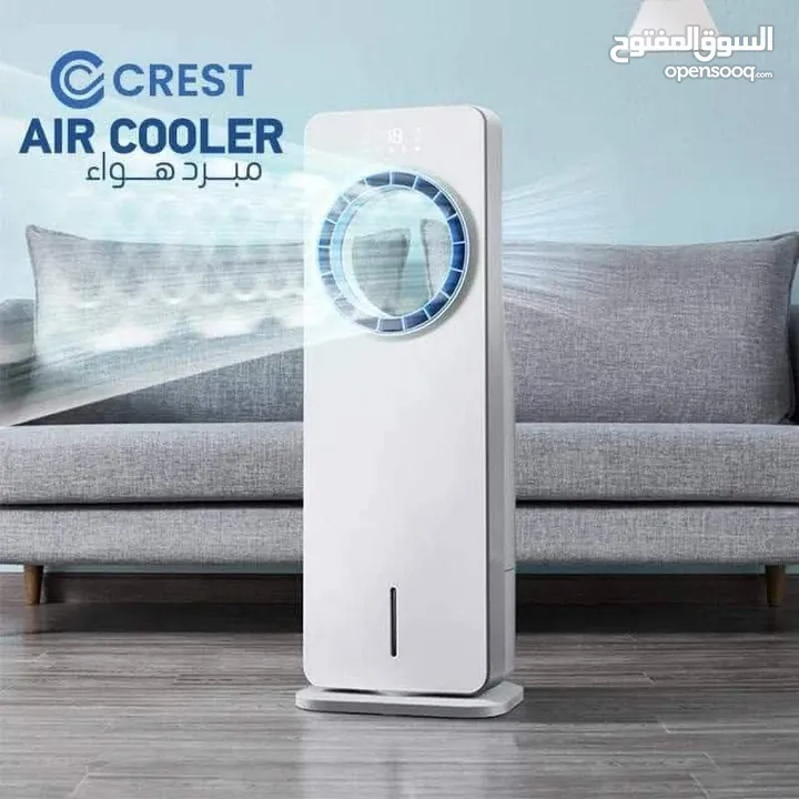 مبرد هواء متنقل من crest خران ماء سعة 3.5 لتر مع عبوتين ثلج 3 سرعات ريموت تحكم عن بعد مؤقت حتى 12س