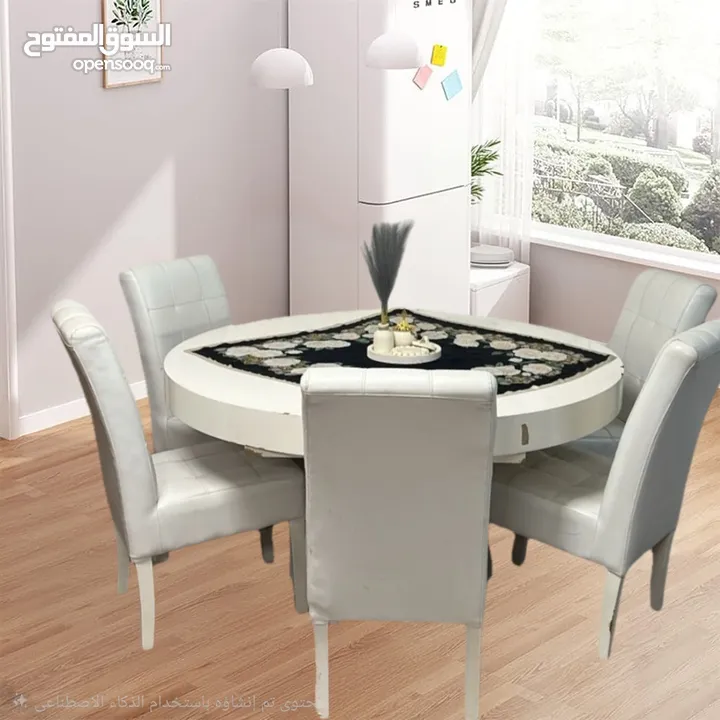 طاولة سفرة لون ابيض 6 كراسي في حالة جيدة جدا
