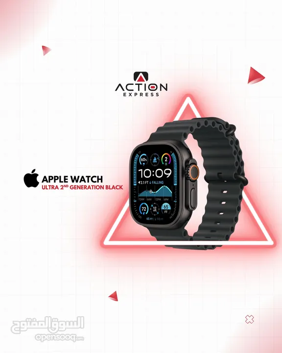 APPLE WATCH ULTRA 2 49mm ابل واتش ألترا 2 حجم 49  مسكره فلكرتونه كفاله ابل سنه 12 شهر