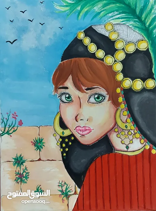 لوحة فنية للمرأة العمانية