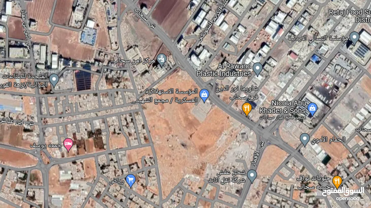 أرض للبيع 500 مترا المساحة سكن ج التنظيم سحاب قرب المؤسسة العسكرية
