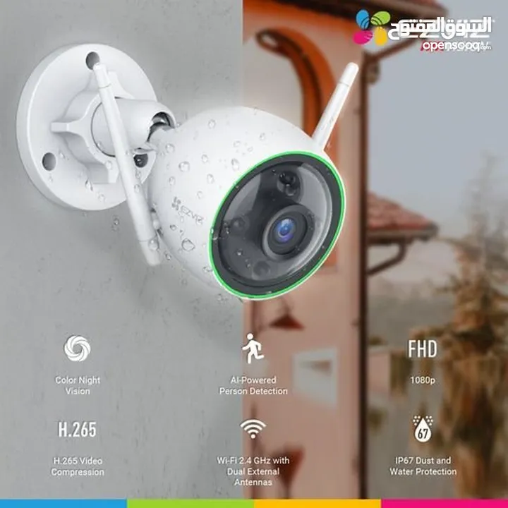 كاميرا واي فاي متحركة   2 ميجا  360 درجة تدعم  ميموري  التتبع التلقائي	  WIFI CAMIRA 2 MEAG COLOR