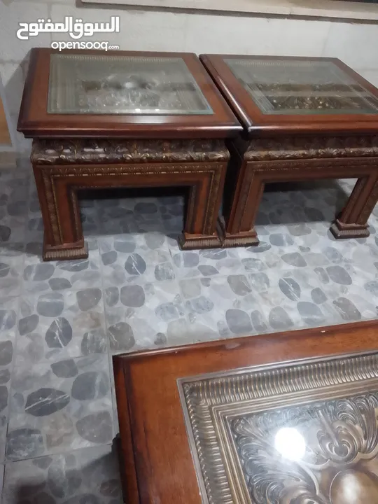 طاولات وسط خشب زان ثقيل محفورة استعمال بسيط
