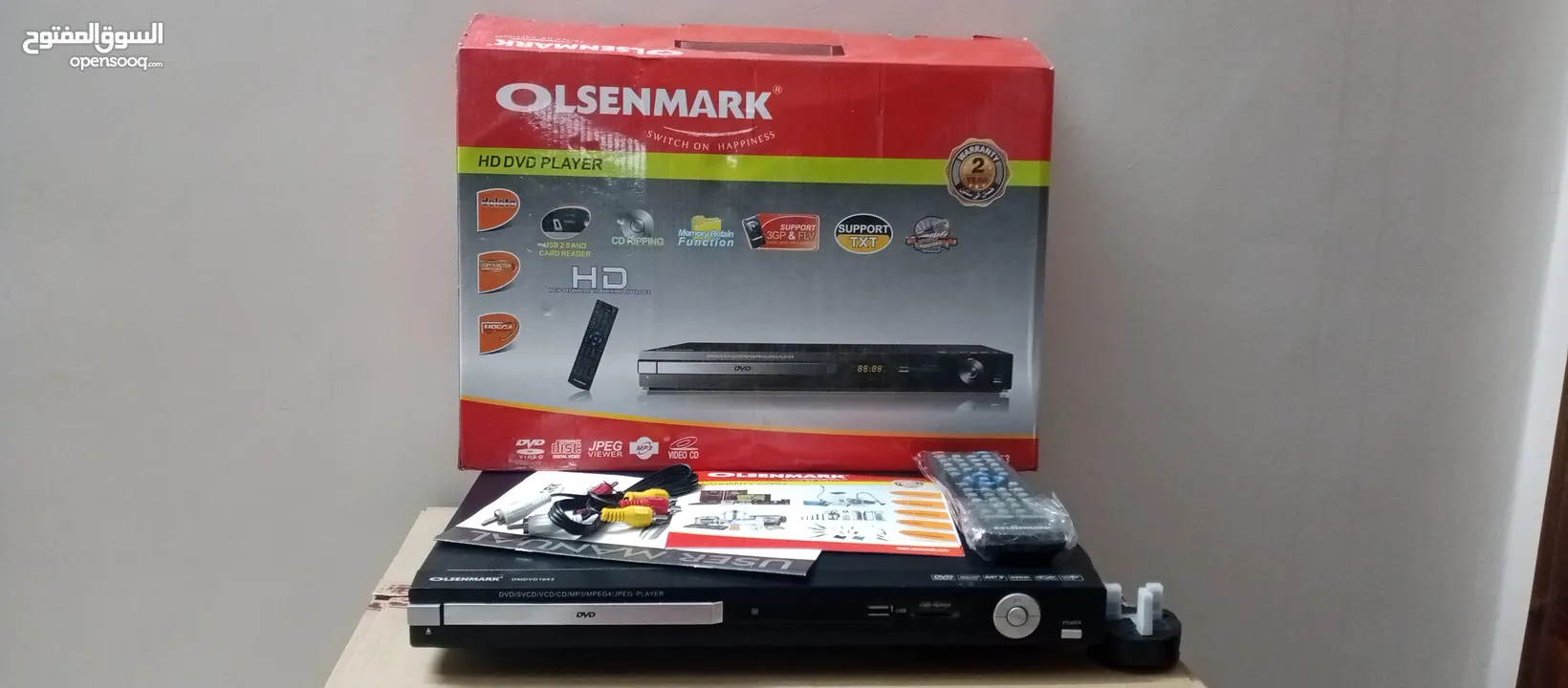 مشغل دي في دي DVD حديث نوع Olsenmark شاشة تحكم ريموت مخارج HDML MP3  و USB