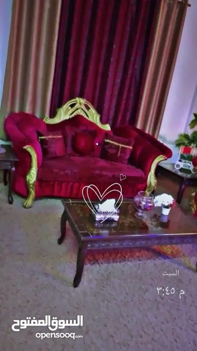 طقم كنب خشب زان مصري مع طاولات