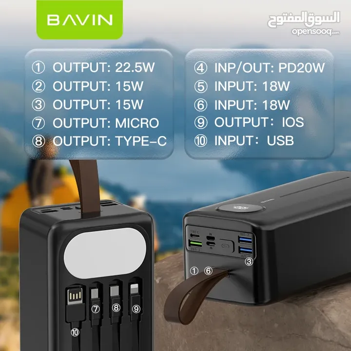 BAVIN PC053S New large capacity powerbank 60000mah