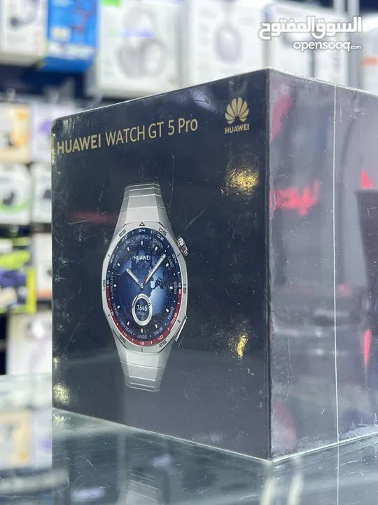 Huawei Watch GT5 Pro Titanium (46mm) Silver ساعة هواوي جي تي 5 برو تيتانيوم  جديدة مسكرة بالكرتونة