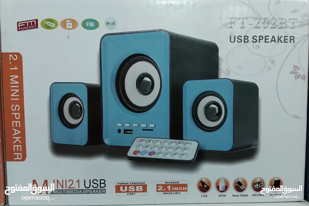 سماعات خارجيه سلكي للكومبيوتر و اللابتوب FT-202BT 2 in 1 MINI USB SPEAKER WITH REMOTE CONTROL