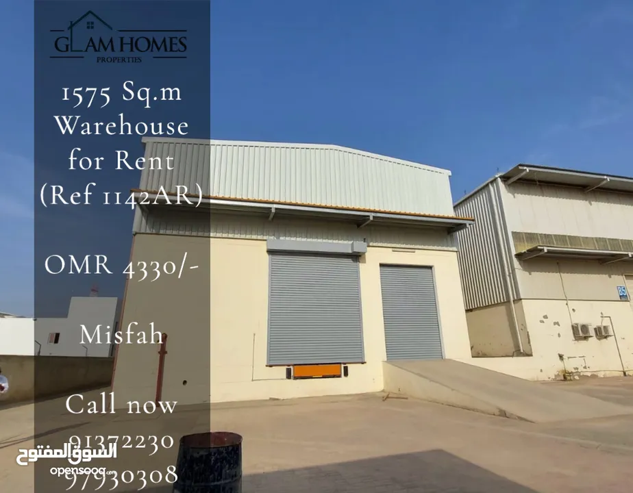 1575 Sq.m Warehouse for Rent in Misfah REF:1142AR