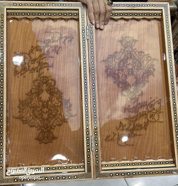 First class Iranian inlaid backgammon board with special paintings with the best quality of wood and