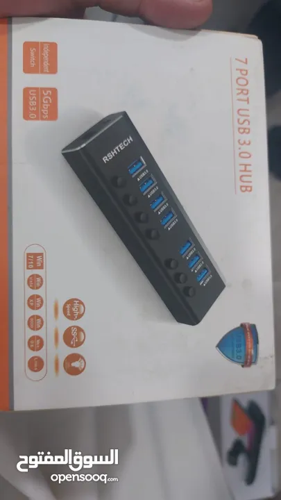  RSHTECH 7 PORT USB 3.0 HUB تحويلة الكل في واحد  دوكسيتشن -هب 