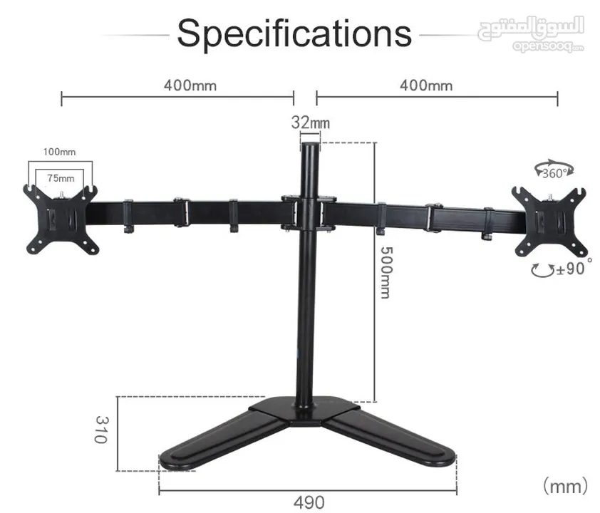 حمالة شاشة ثنائية من 32-13 Desktop Monitor Arm  Stand LCD LED Computer Dual Screen Mount