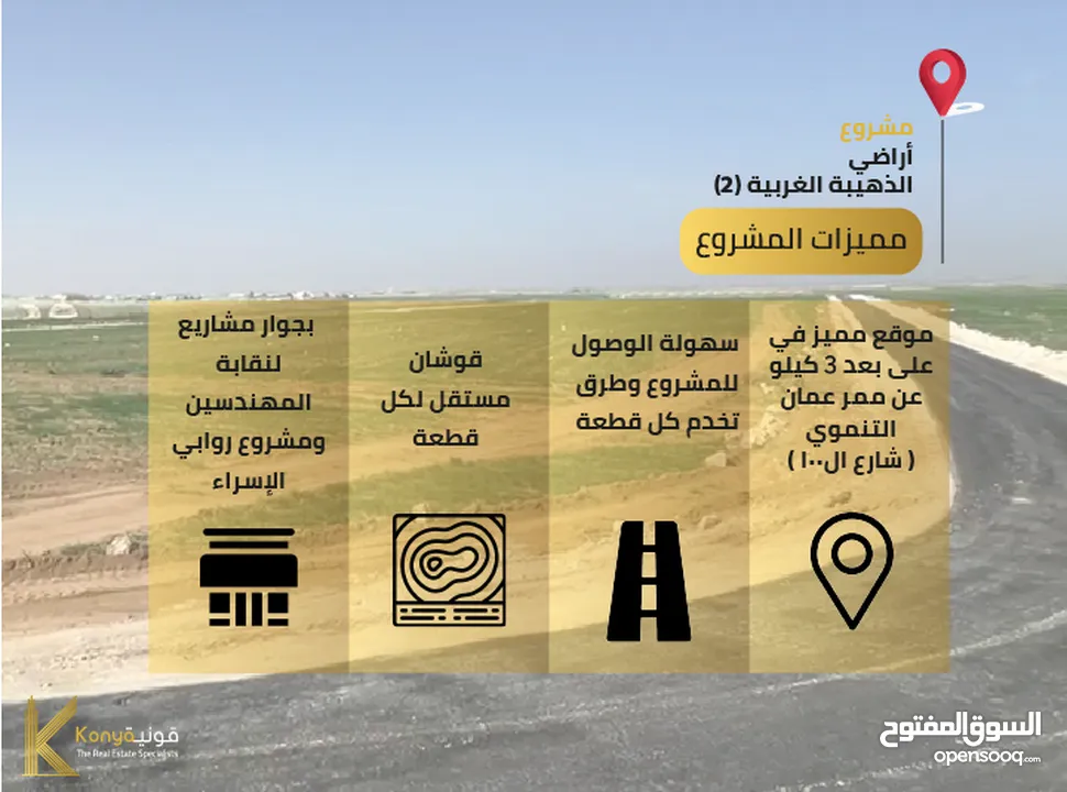 مشروع أراضي مميزة للبيع في الذهيبة الغربية- شارع المية (100)