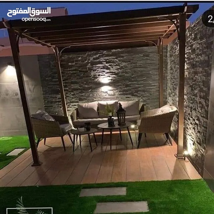 تركيب مظلات خشب براغولات مع اشرعة