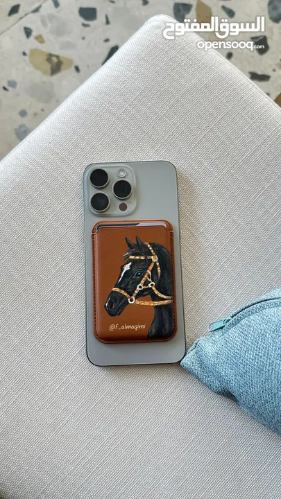 iPhone MagSafe Wallet with handmade painted horse