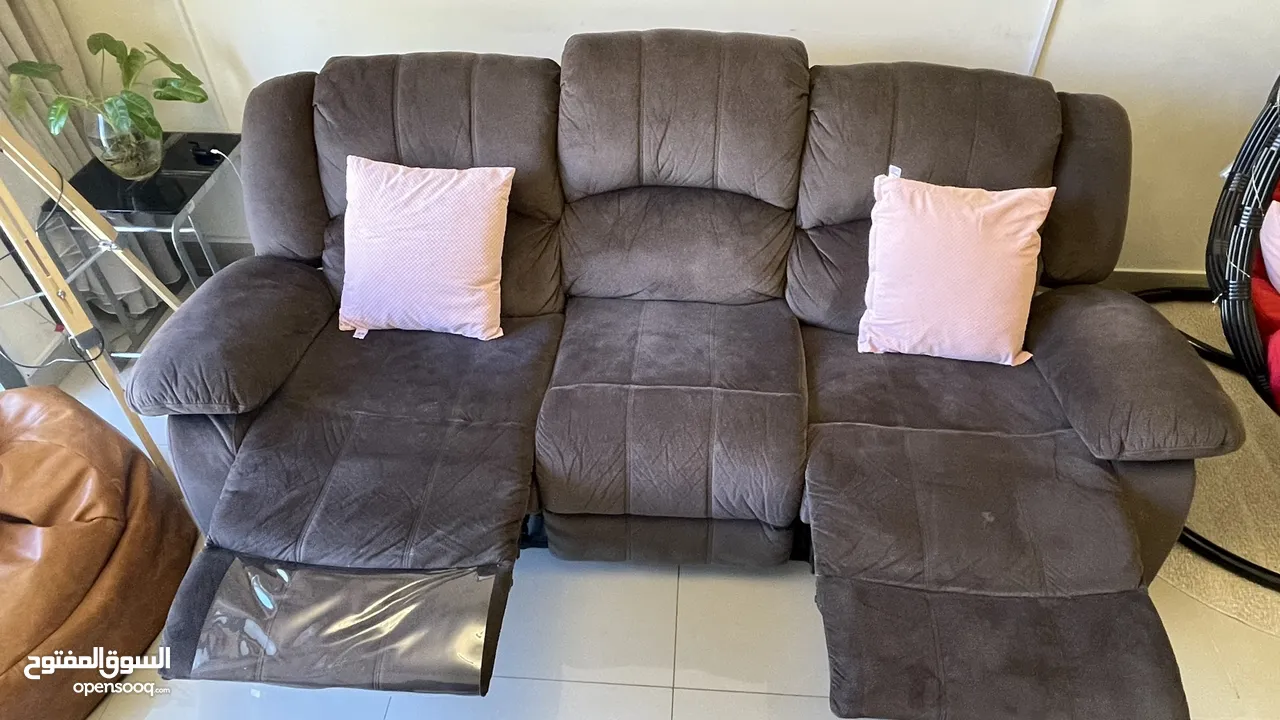 3-Seater Fabric Recliner - Light Brown