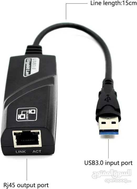 محول إيثرنت أنثى USB 3.0 ذكر A إلى RJ45 يربط الكمبيوتر أو الكمبيوتر اللوحي بجهاز راوتر أو مودم