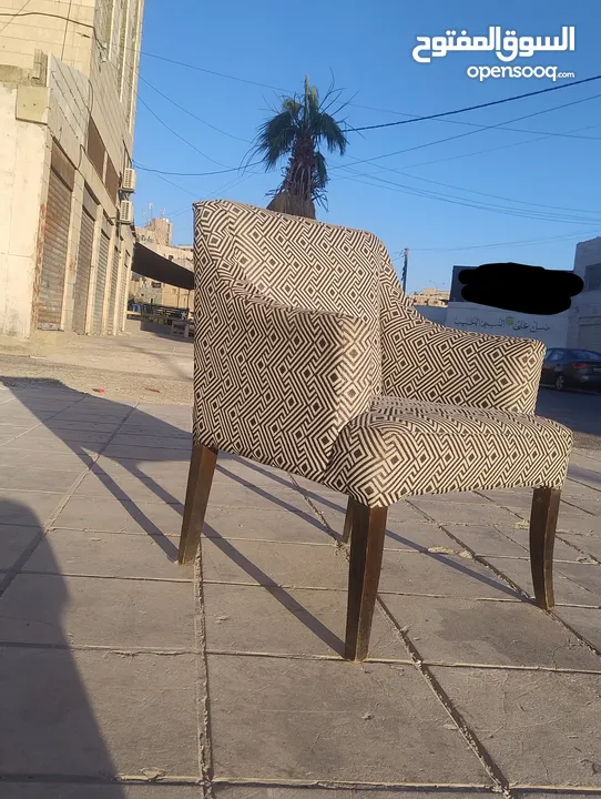كرسي كوفي شوب عدد ثمانيه خشب زان قماش ذات جوده عاليه خشب زان كامل