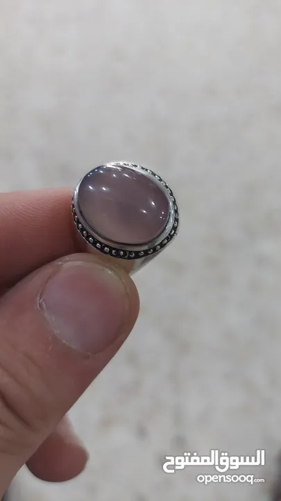 خاتم فضه زند عريض حجر جيميشت بلونين نهدي وأسود ختم 925 وختم الصايغ                           ..