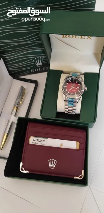 ساعات مع محفظه وقلم  مع كامل المرفقات ماركة .. ROLEX  جودة ممتازه