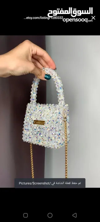 شنط خرز كريستال يدوي بتصميم أنيق وعصري