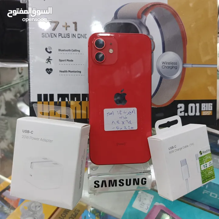 مستخدم نظيف بدون كرتونه 64g بطارية مشكل  ايفون، 12 عادي مع بكج هدايا