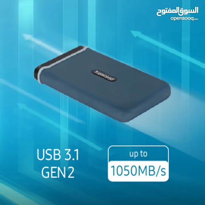 هارديسك داخلي مساحة 250 جيجا بايت  ترانسيند Trancsend Portable SSD Hardisk ESD270C 250GB