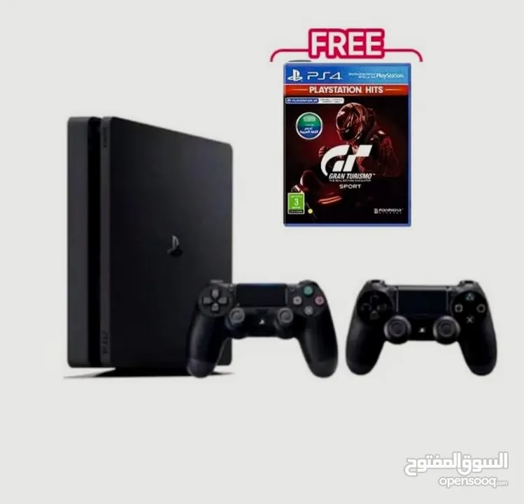 متوفر جهاز playstation 4 مع 2 يد تحكم و2 لعبة أصلية