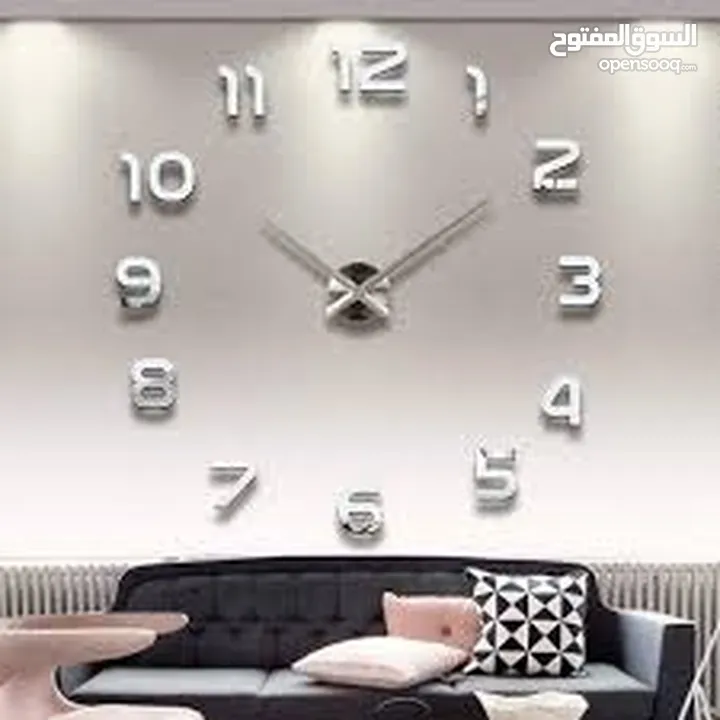 ساعه  حائط  ضخمه ديكور  ساعة  لون ذهبي و اسود و فضي مرآه و بني  حجمين