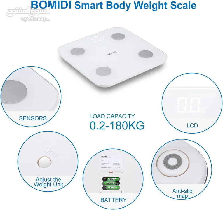 ميزان ذكي ممكن ربطه بالهاتف BOMIDI التابعة ميزان ذكي من BOMIDIلشركة شاومي