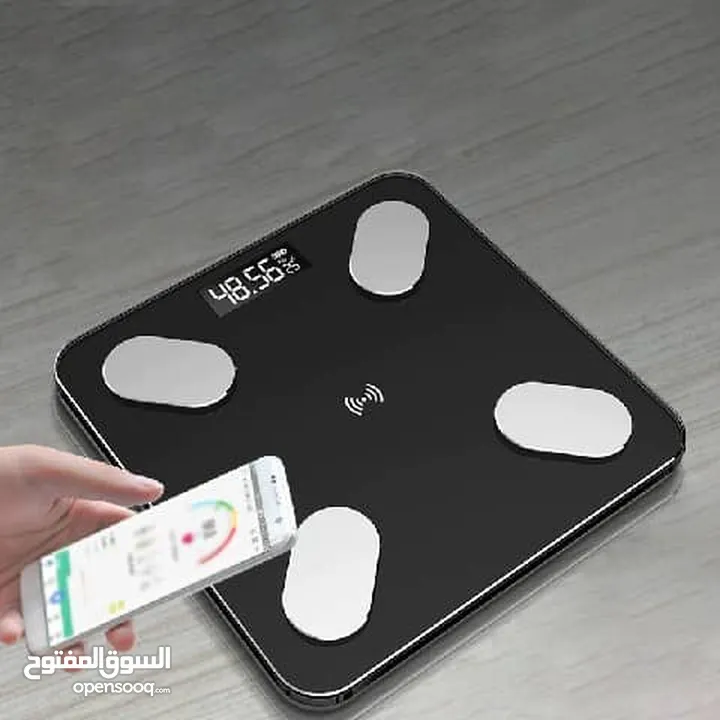 ميزان جسم يشبك بلوتوث على الهاتف يقيس الوزن نسبة الدهون معلومات صحيه ميزان وزن الجسم المطور الذكي