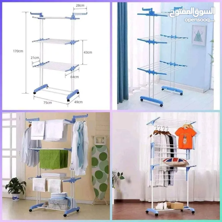 منشر غسيل عملي ومتحرك لتجفيف الملابس بكل سهولة! تصميم متعدد الطبقات عجلات للحركة والتنقل